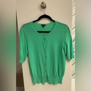 Ann Taylor Pointelle Crew Neck Cardigan, SZ M